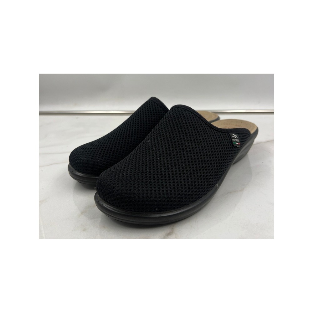 Fly Flot Shoes Womens 8.5 Black Mesh Anatomic Clogs Italy Leather Insoles Mule